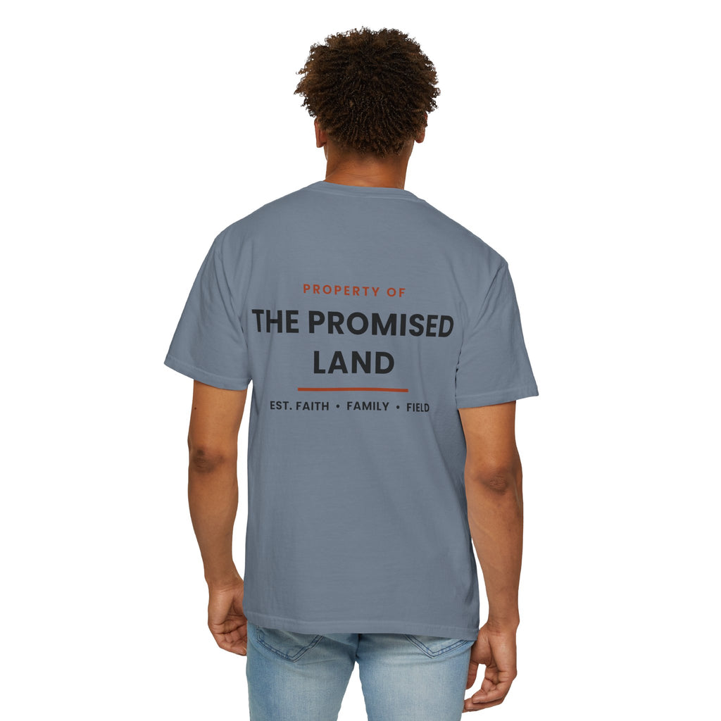 Promised Land T-Shirt — 'Property of The Promised Land' Minimal Christian Graphic Tee