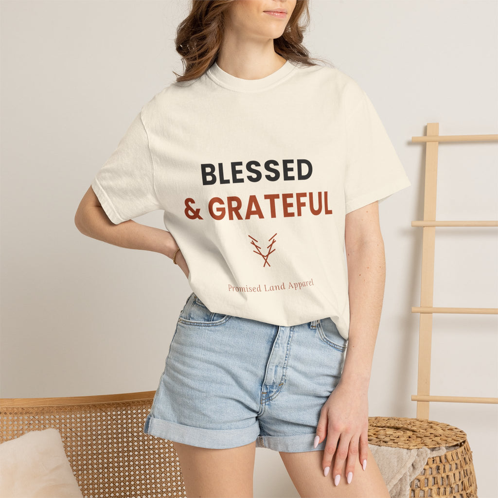 Blessed and Grateful Shirt | Christian Tee with Antler Accent