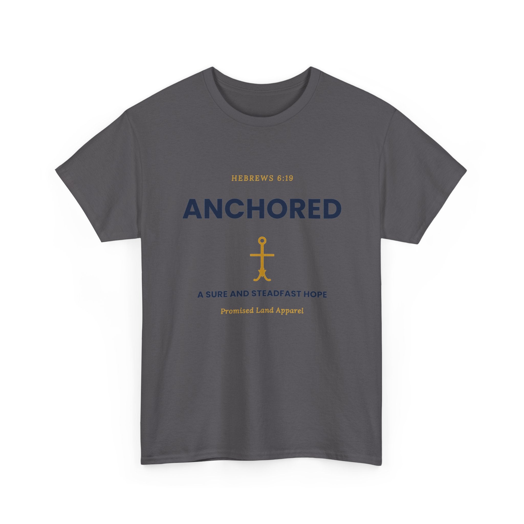 Anchored Tee — 'Anchored' Scripture Graphic Cotton T‑Shirt (Hebrews 6:19)