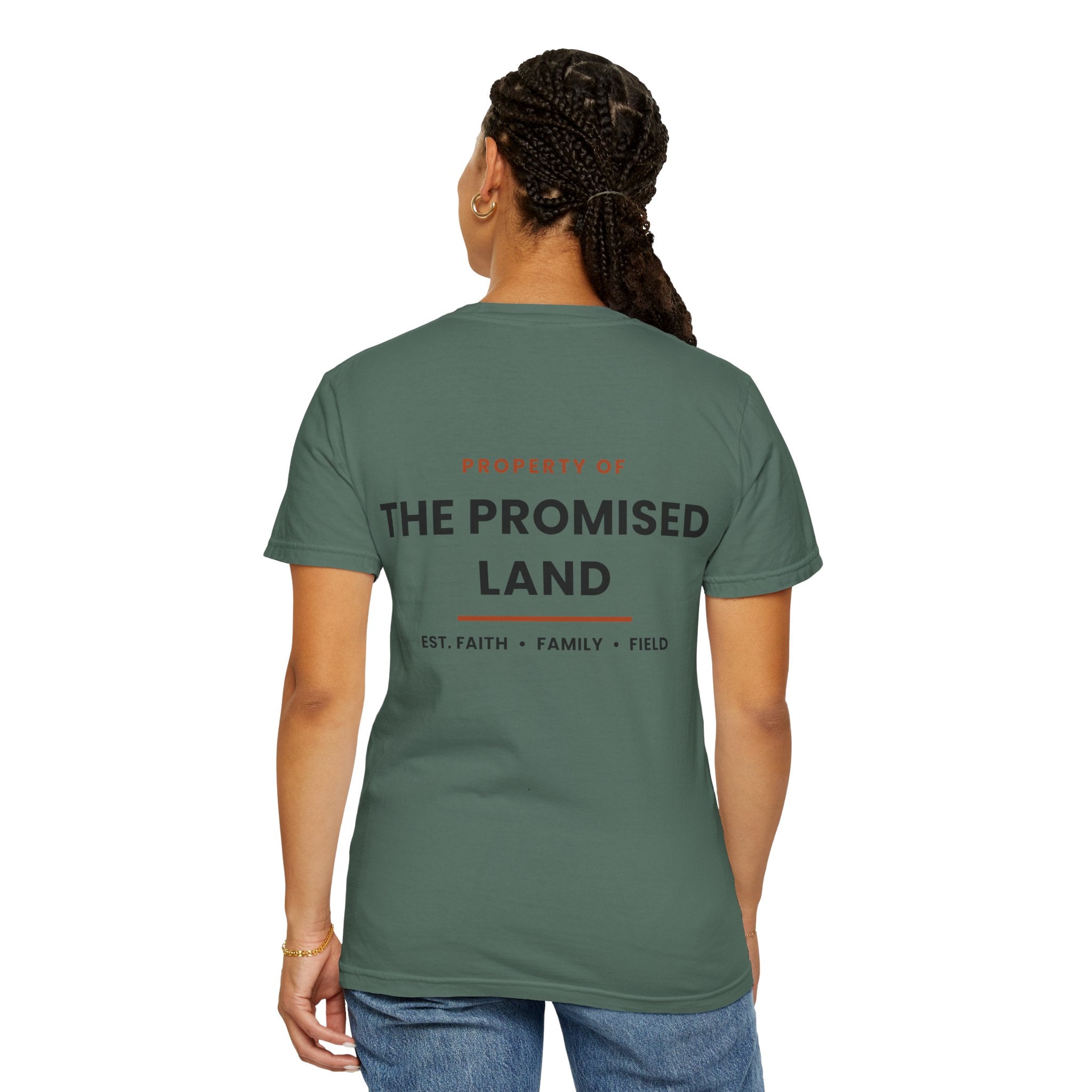 Promised Land T-Shirt — 'Property of The Promised Land' Minimal Christian Graphic Tee