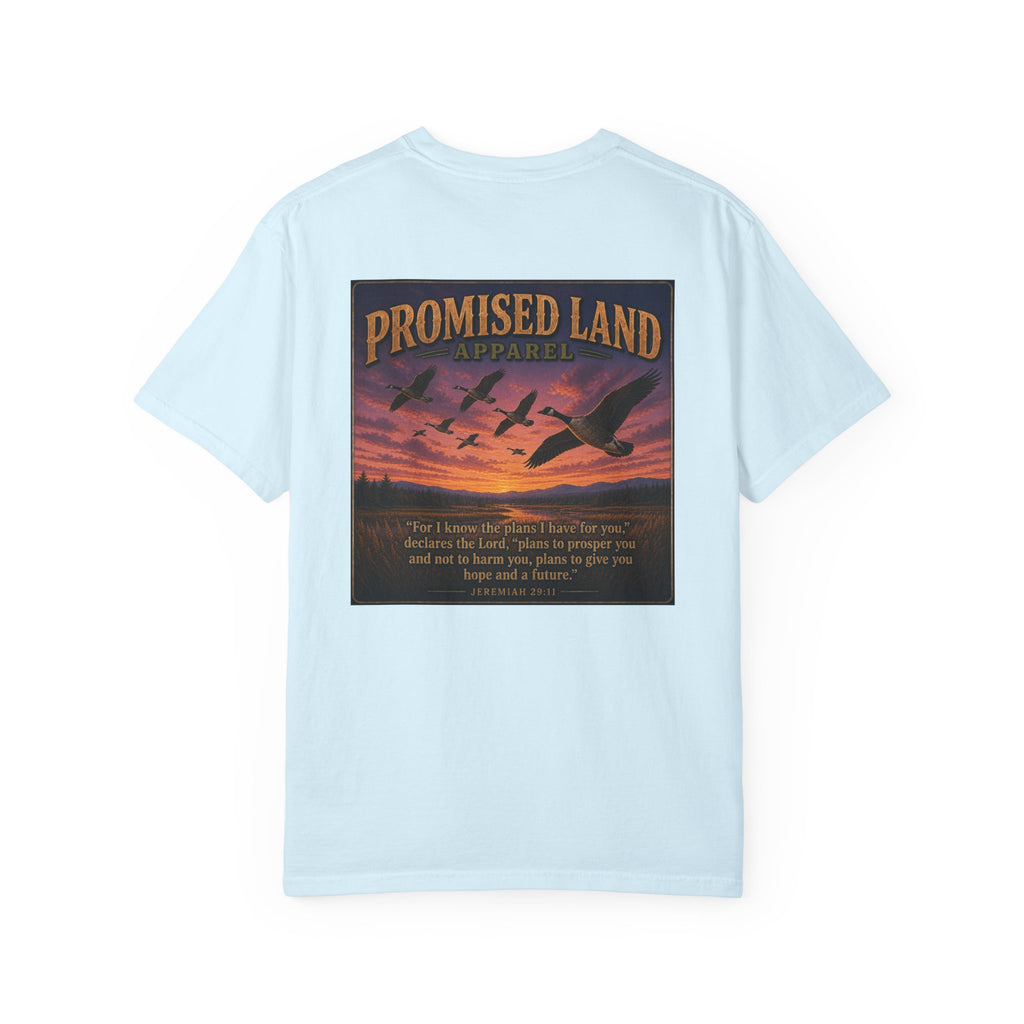 Promised Land Apparel T‑Shirt — Sunset Geese Graphic
