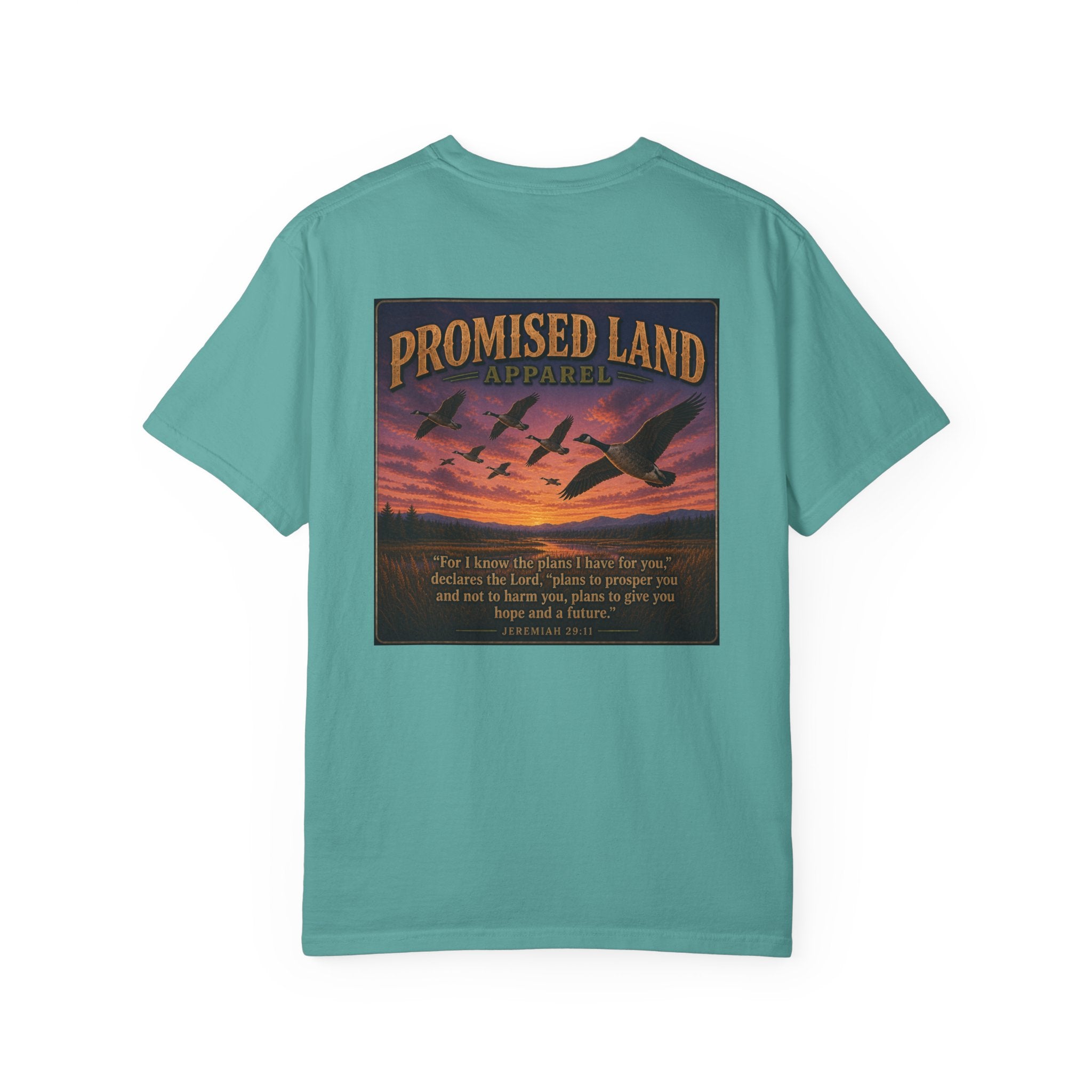 Promised Land Apparel T‑Shirt — Sunset Geese Graphic