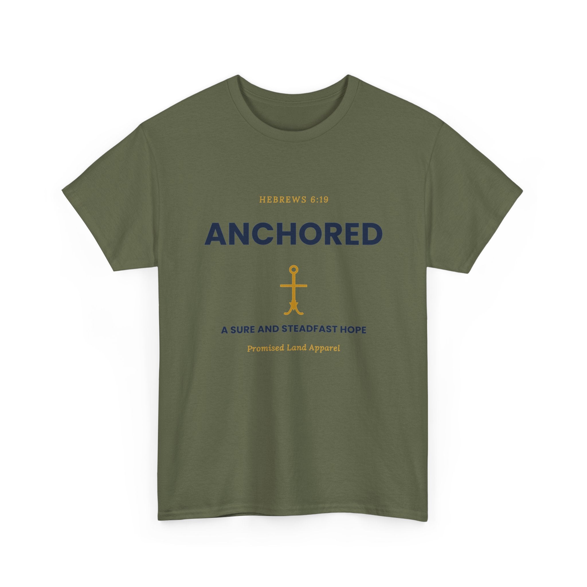 Anchored Tee — 'Anchored' Scripture Graphic Cotton T‑Shirt (Hebrews 6:19)