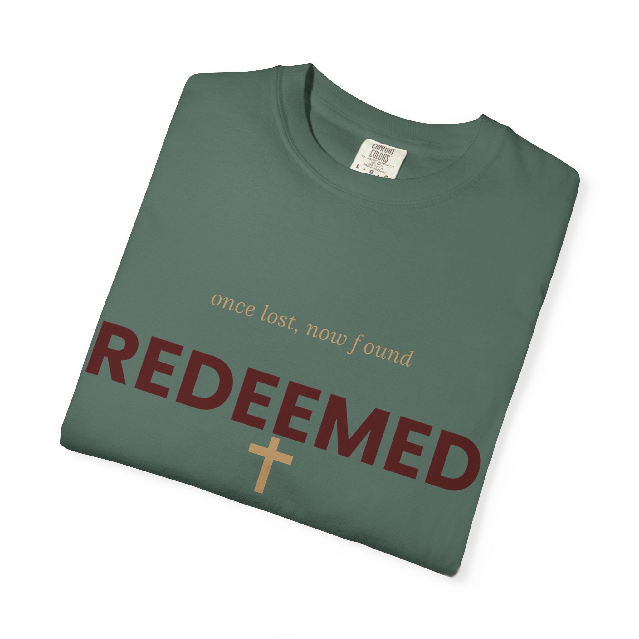 Redeemed Cross T-Shirt — Faith-Based Christian Shirt with “Redeemed” Back Print