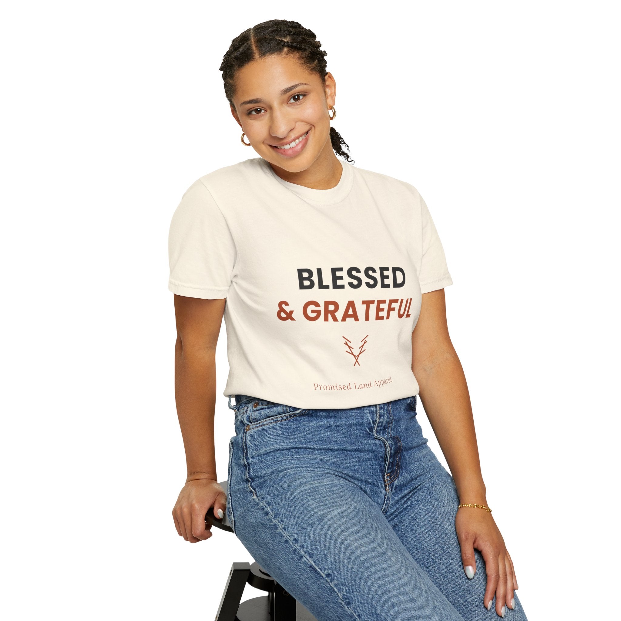 Blessed and Grateful Shirt | Christian Tee with Antler Accent