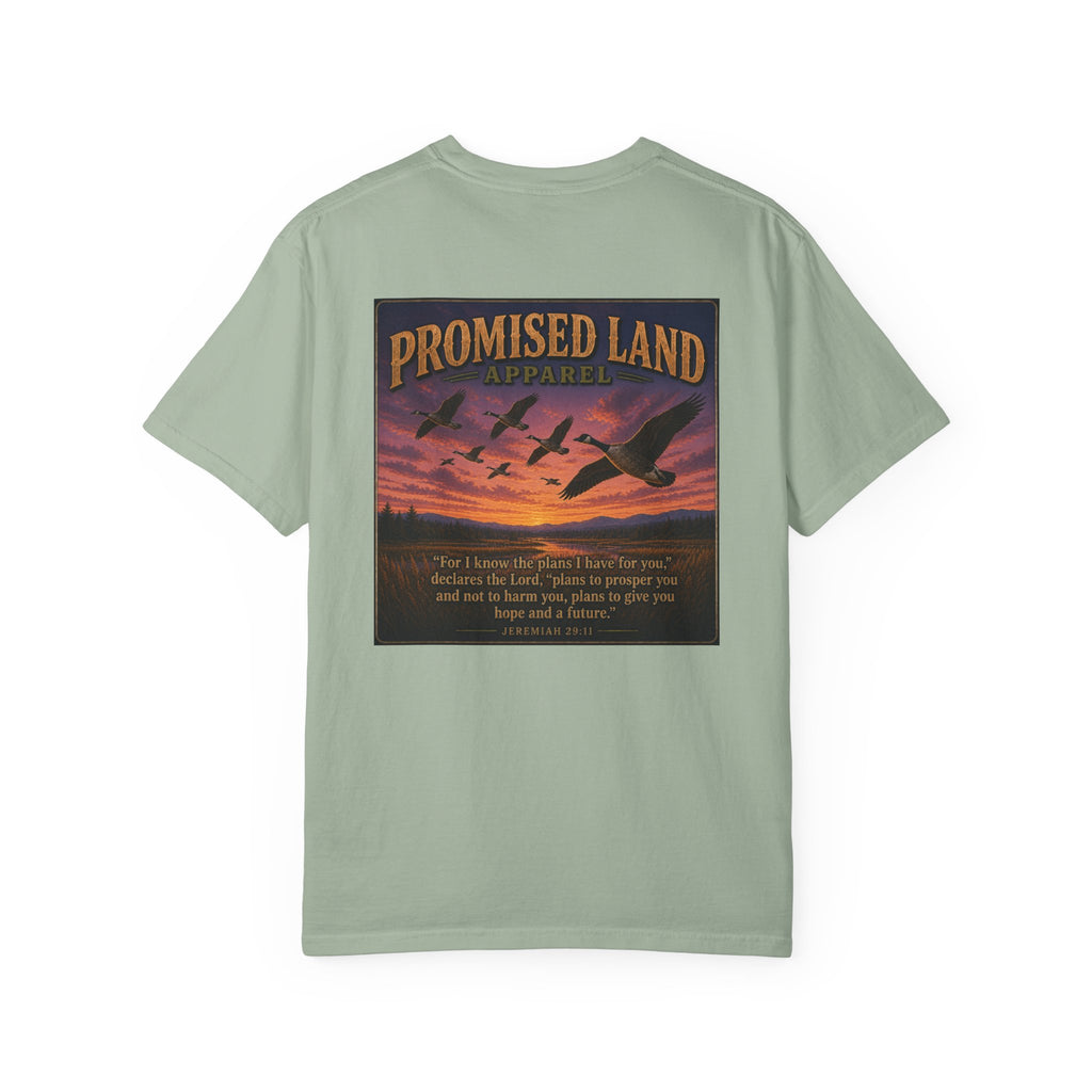 Promised Land Apparel T‑Shirt — Sunset Geese Graphic