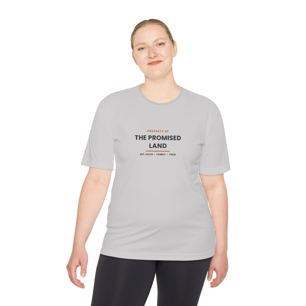 The Promised Land Tee - 'Property of The Promised Land' Moisture-Wicking Shirt "Work tee"