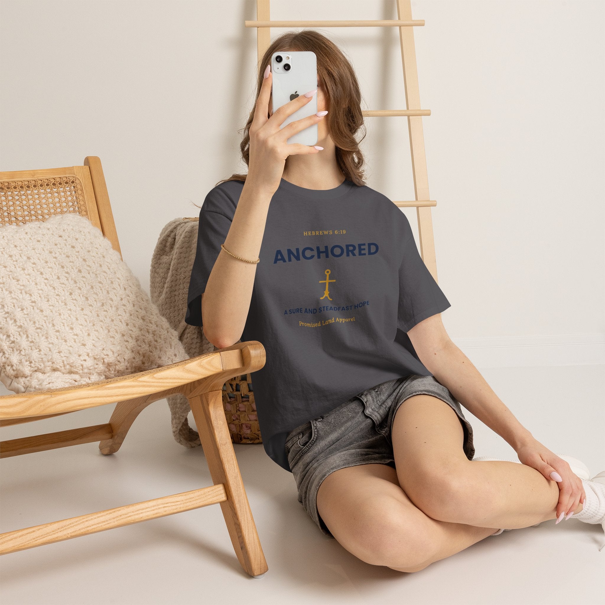 Anchored Tee — 'Anchored' Scripture Graphic Cotton T‑Shirt (Hebrews 6:19)