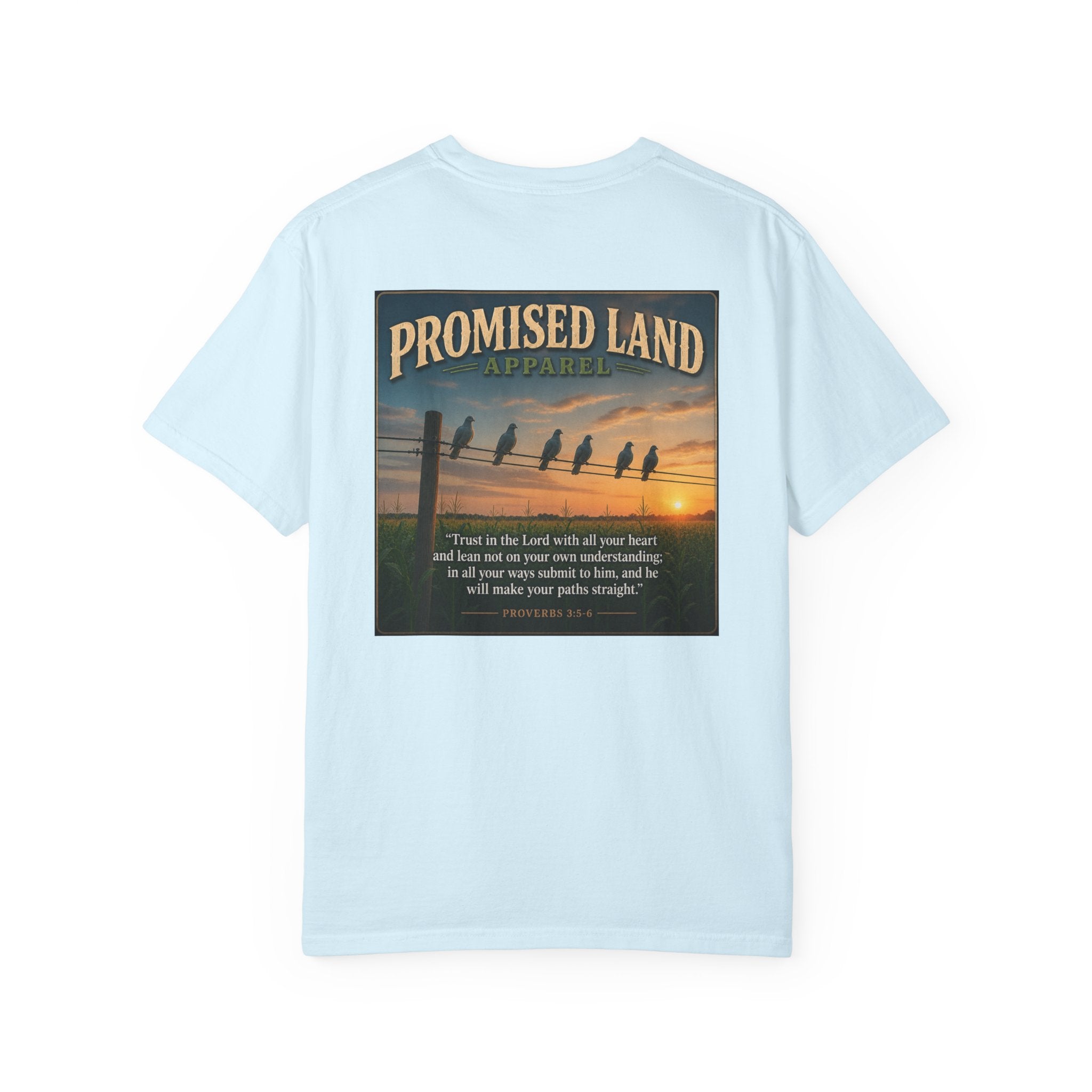 Promised Land T-Shirt — Faith-Inspired Sunset Graphic Tee (Proverbs 3:5)