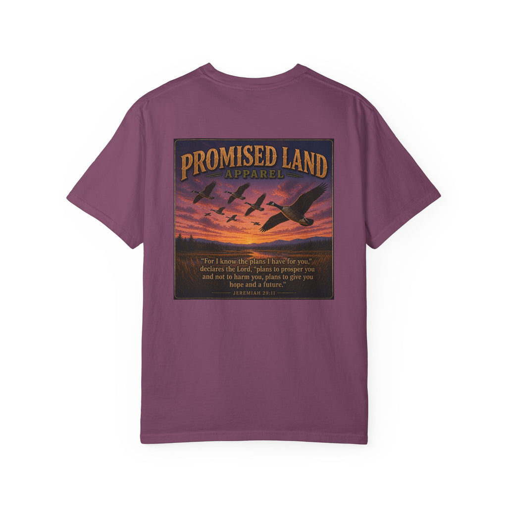 Promised Land Apparel T‑Shirt — Sunset Geese Graphic