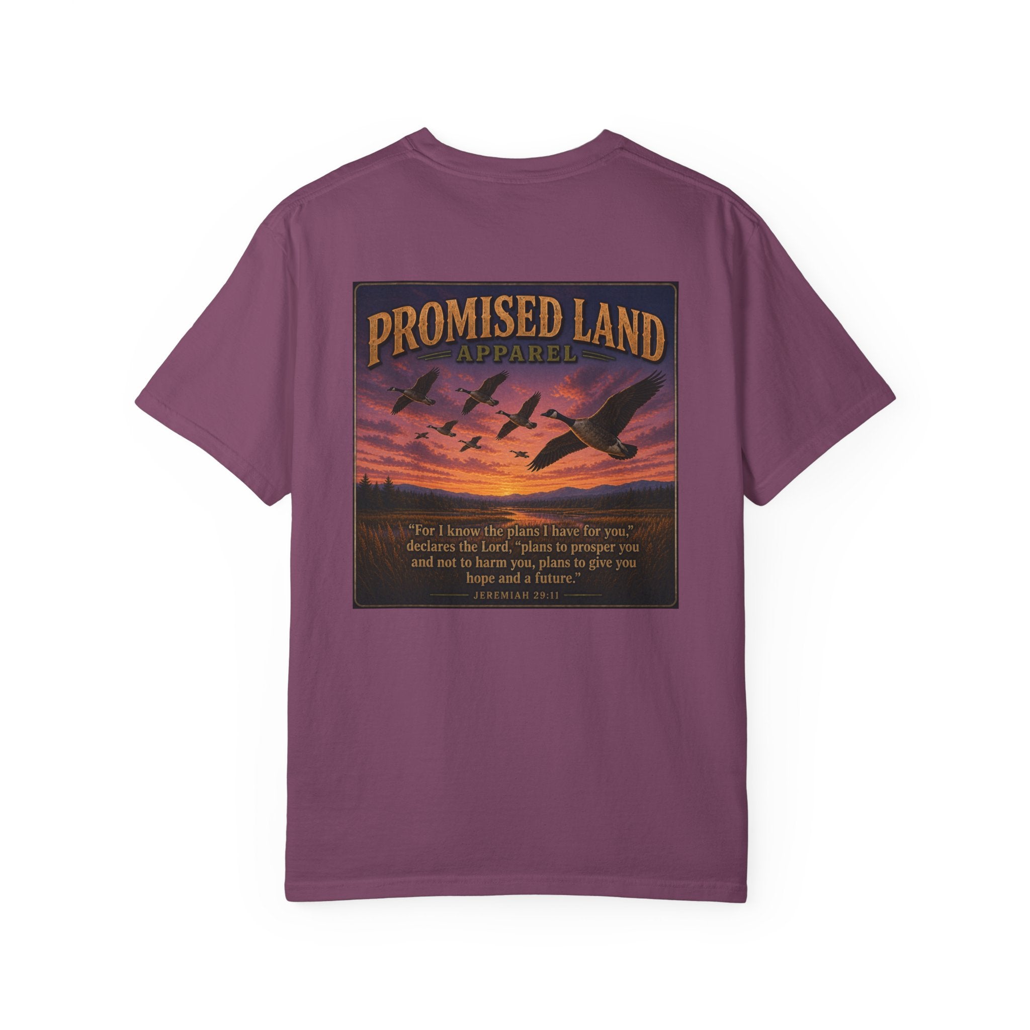 Promised Land Apparel T‑Shirt — Sunset Geese Graphic