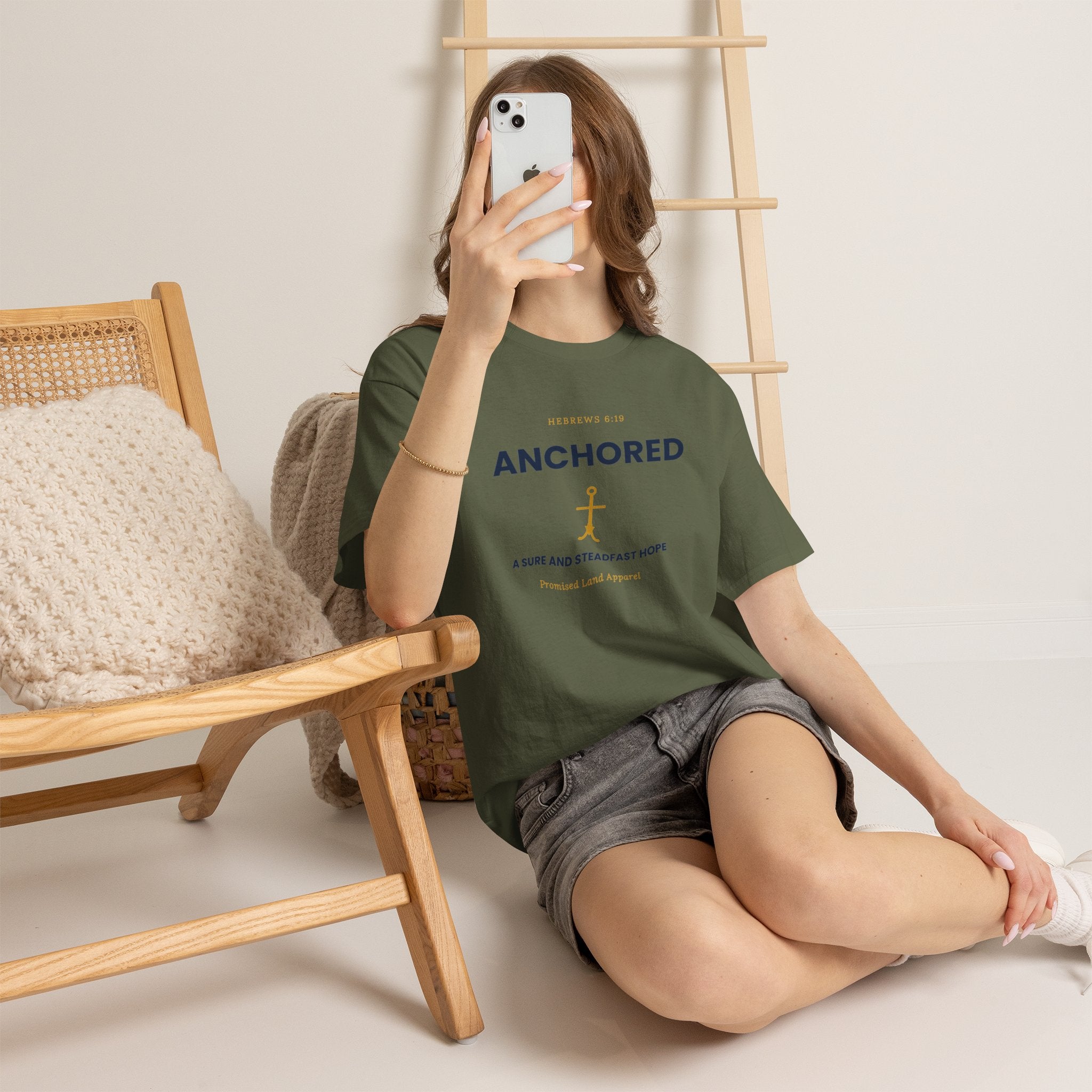 Anchored Tee — 'Anchored' Scripture Graphic Cotton T‑Shirt (Hebrews 6:19)
