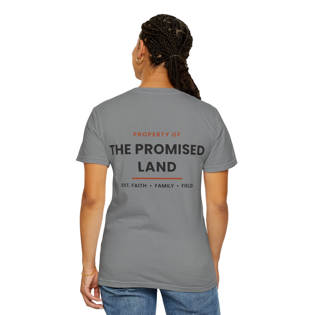 Promised Land T-Shirt — 'Property of The Promised Land' Minimal Christian Graphic Tee