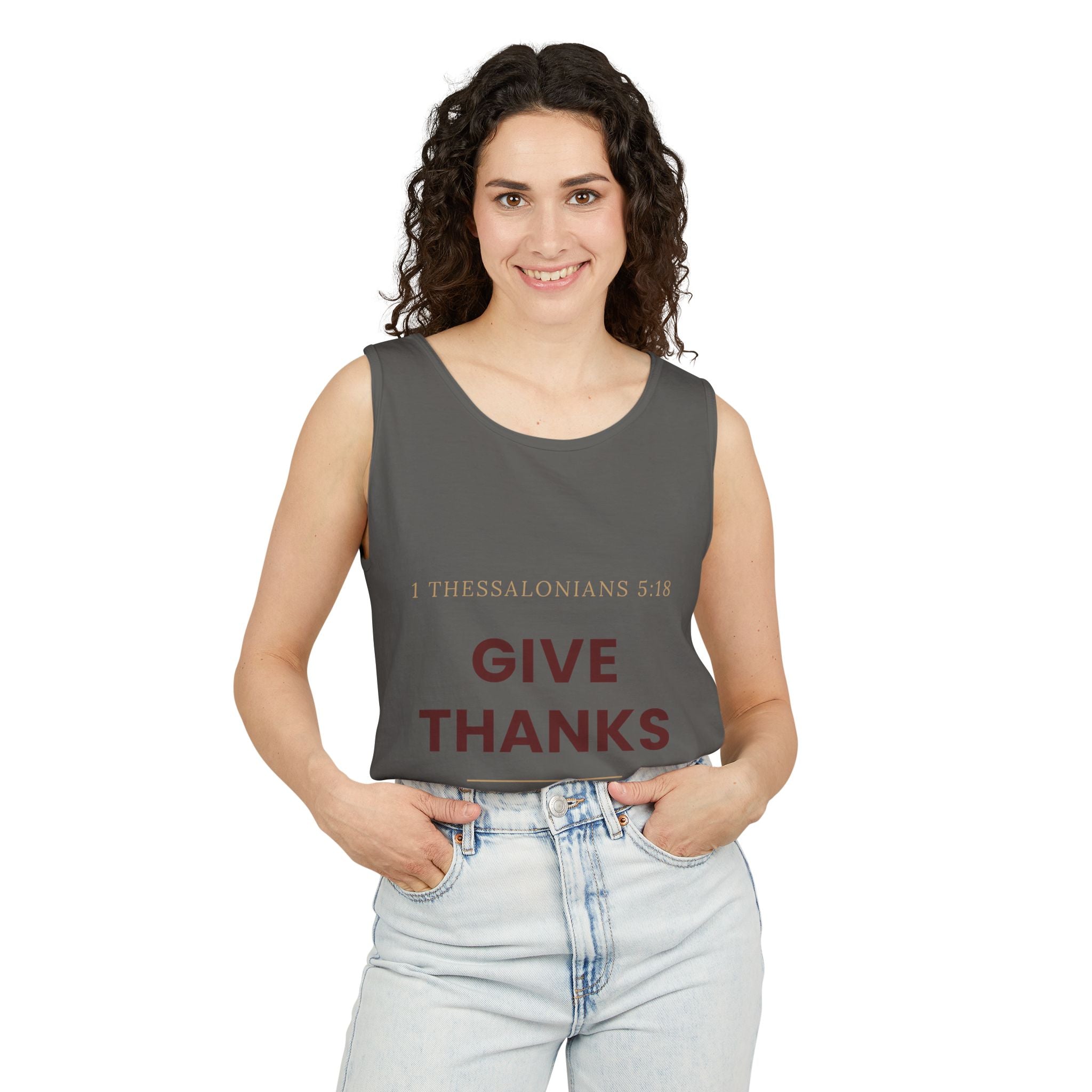 Give Thanks Tank Top — “Fishers of Men” Faith Graphic Tank