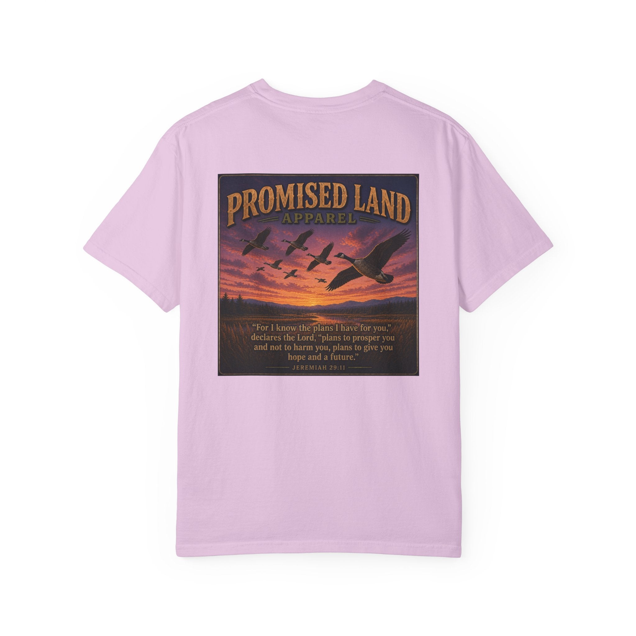 Promised Land Apparel T‑Shirt — Sunset Geese Graphic