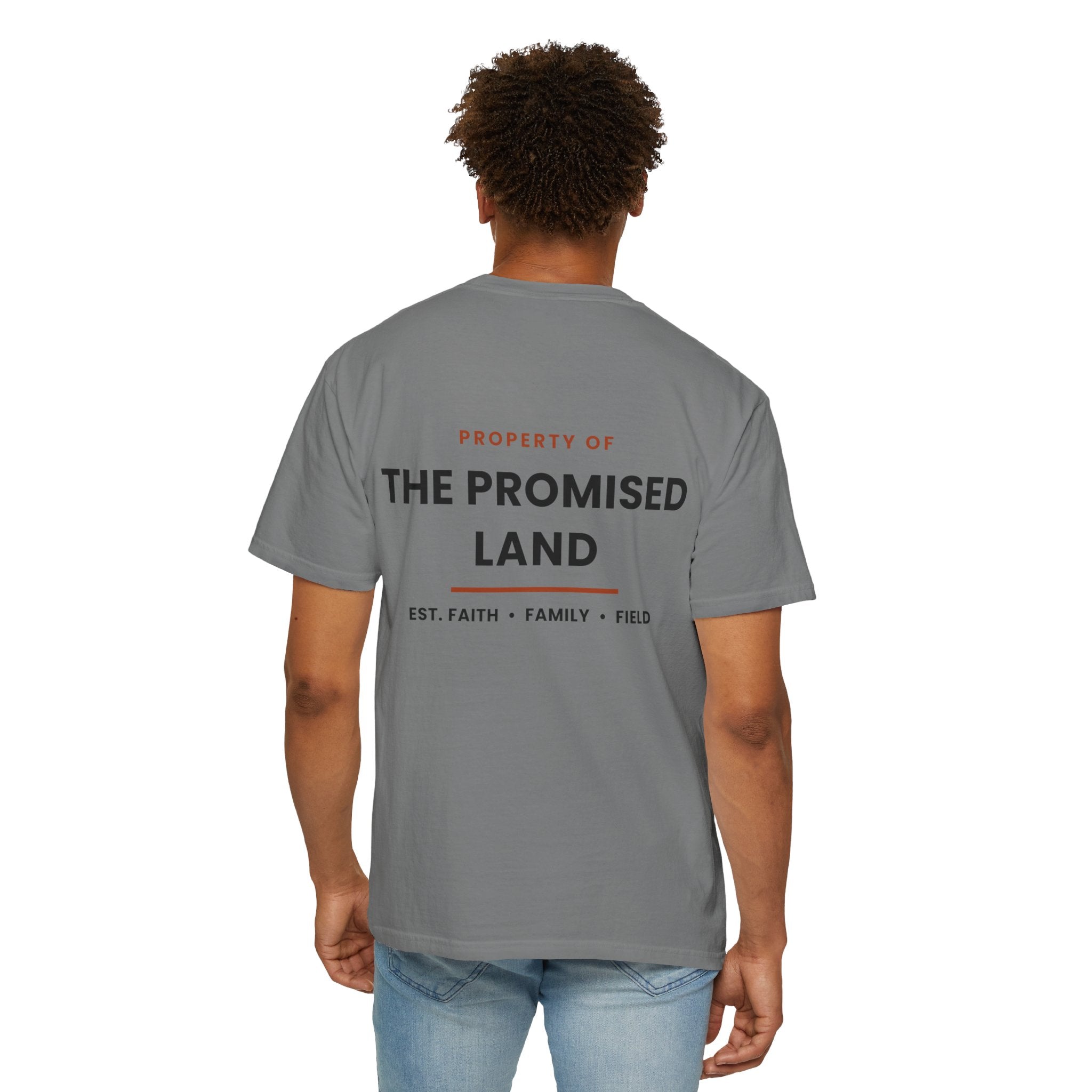 Promised Land T-Shirt — 'Property of The Promised Land' Minimal Christian Graphic Tee