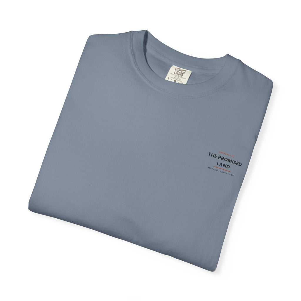 Promised Land T-Shirt — 'Property of The Promised Land' Minimal Christian Graphic Tee