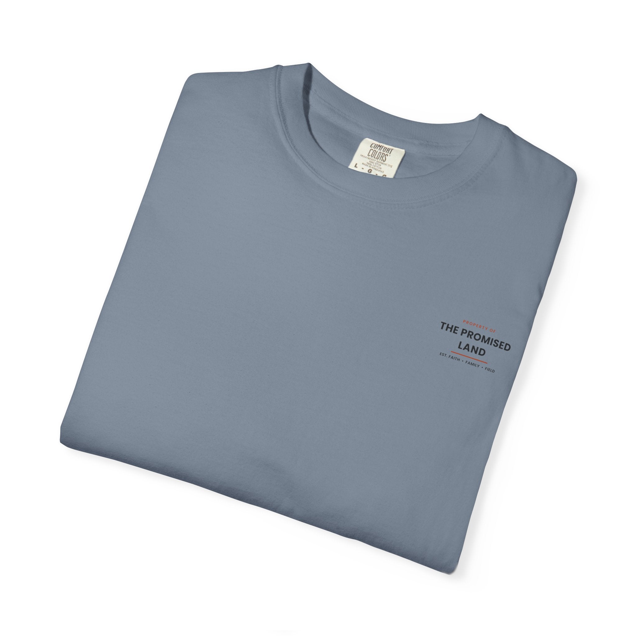Promised Land T-Shirt — 'Property of The Promised Land' Minimal Christian Graphic Tee
