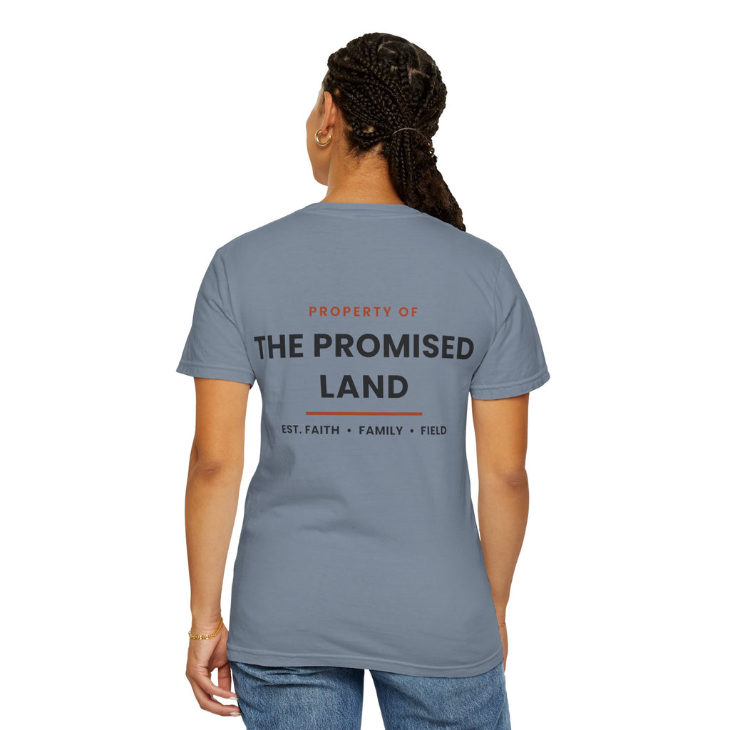Promised Land T-Shirt — 'Property of The Promised Land' Minimal Christian Graphic Tee