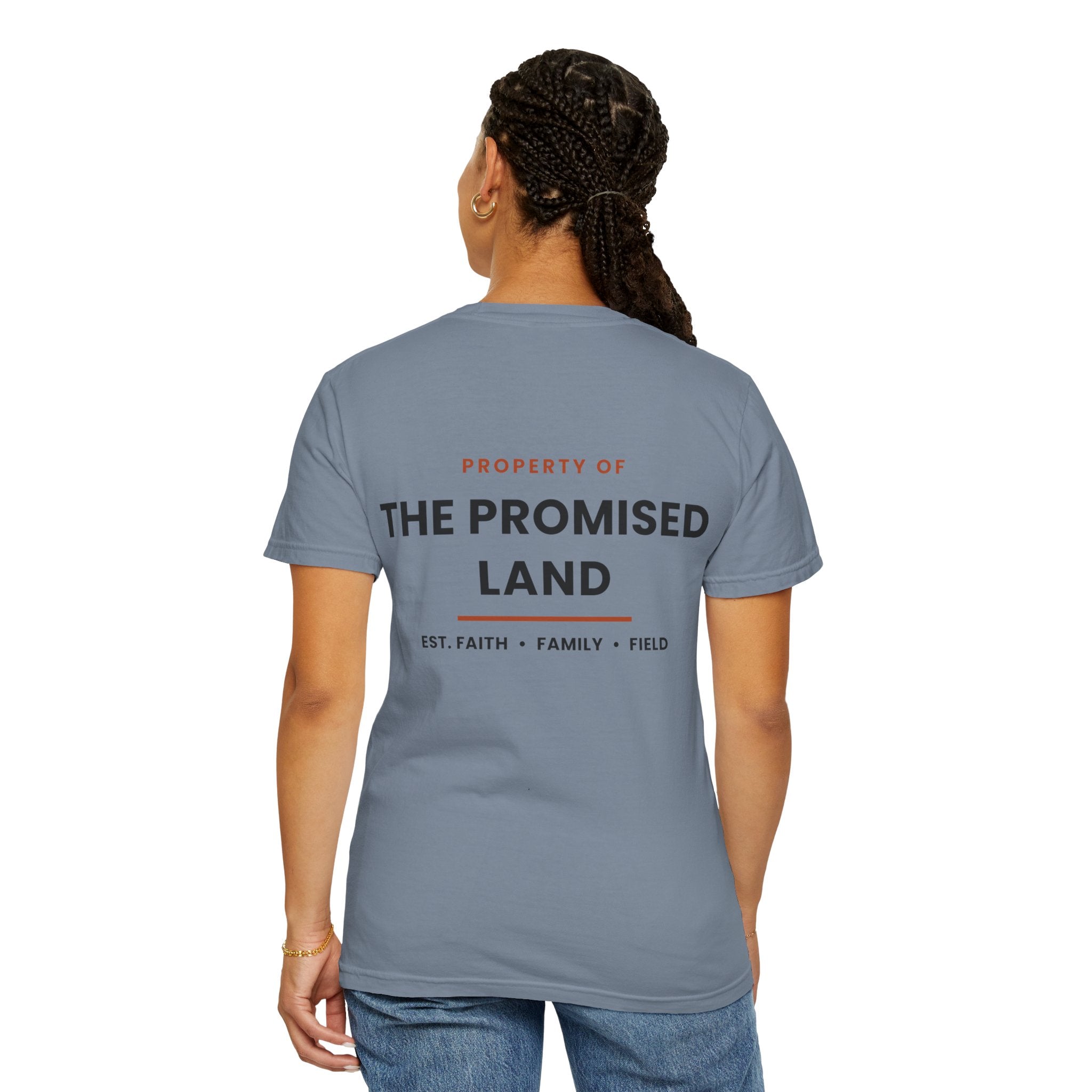 Promised Land T-Shirt — 'Property of The Promised Land' Minimal Christian Graphic Tee