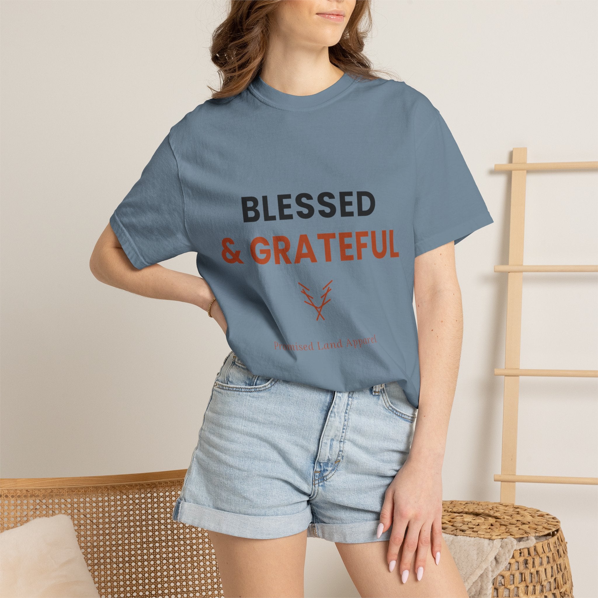 Blessed and Grateful Shirt | Christian Tee with Antler Accent