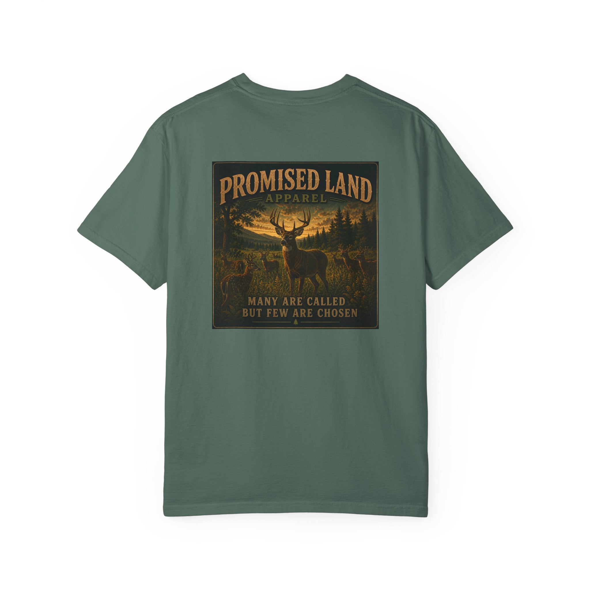Promised Land T-Shirt — Rustic Wildlife Graphic Tee ("Many Are Called But Few Are Chosen")