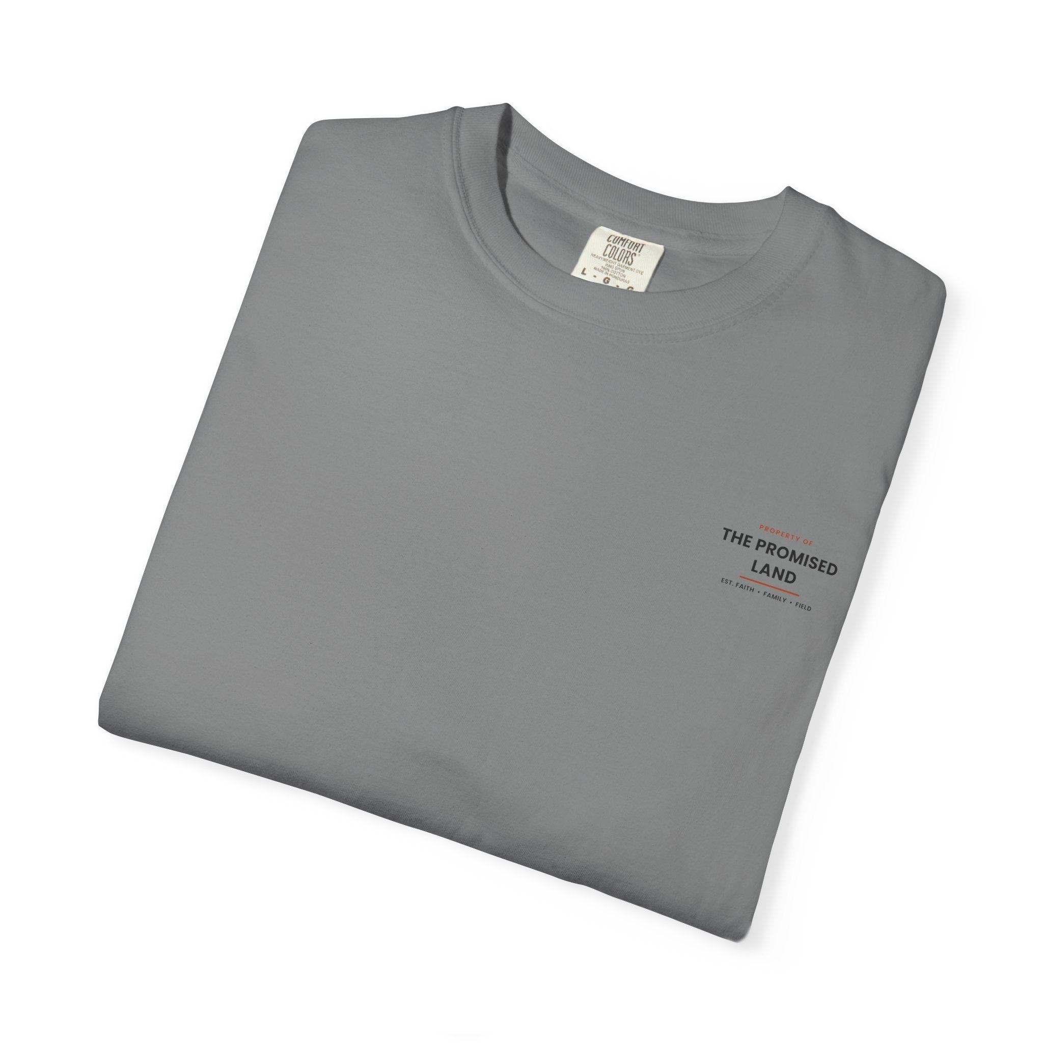 Promised Land T-Shirt — 'Property of The Promised Land' Minimal Christian Graphic Tee