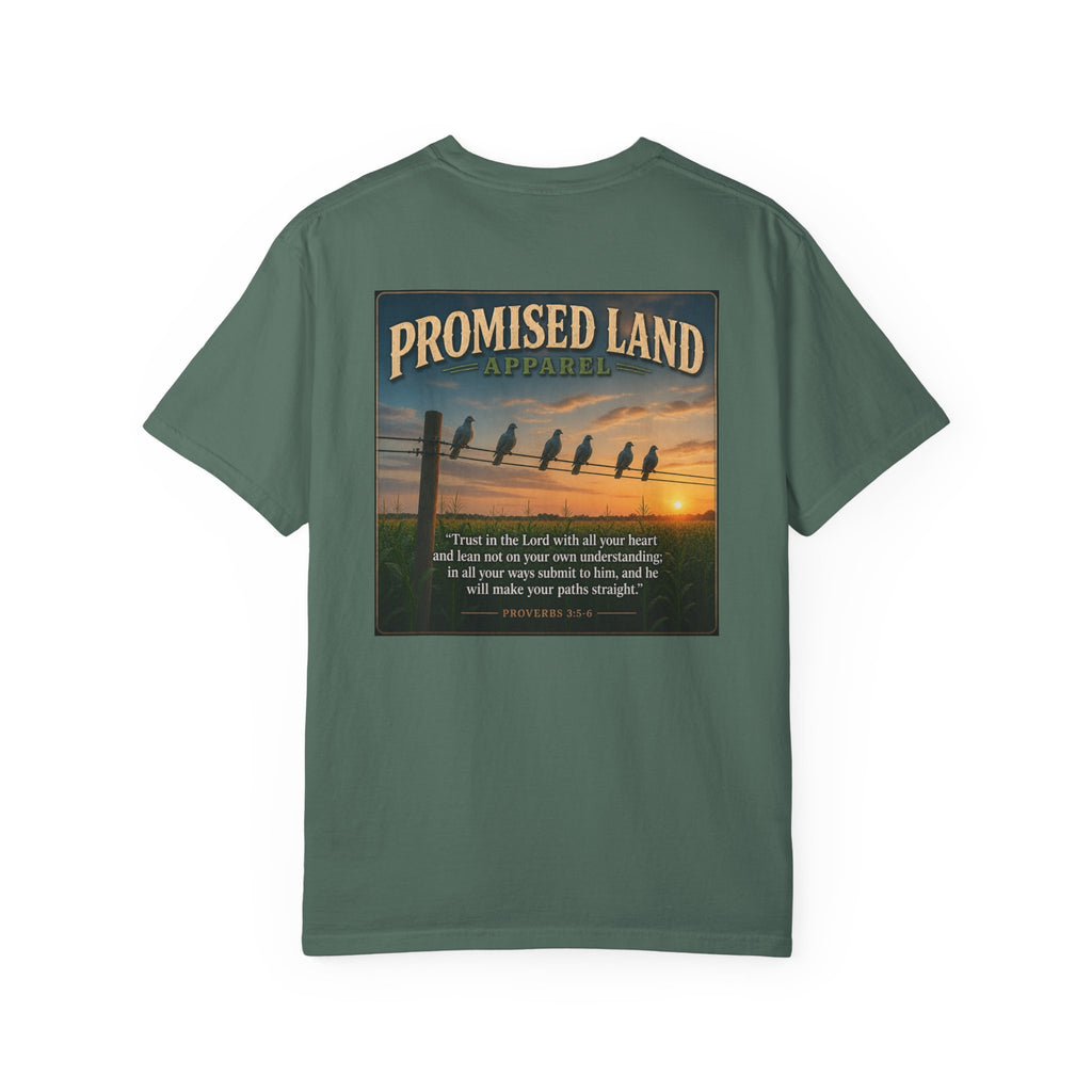 Promised Land T-Shirt — Faith-Inspired Sunset Graphic Tee (Proverbs 3:5)