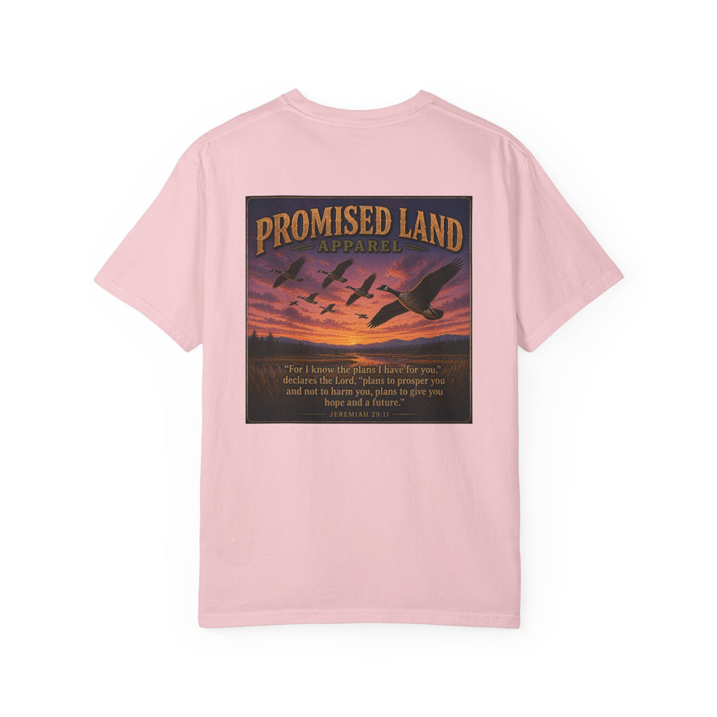 Promised Land Apparel T‑Shirt — Sunset Geese Graphic