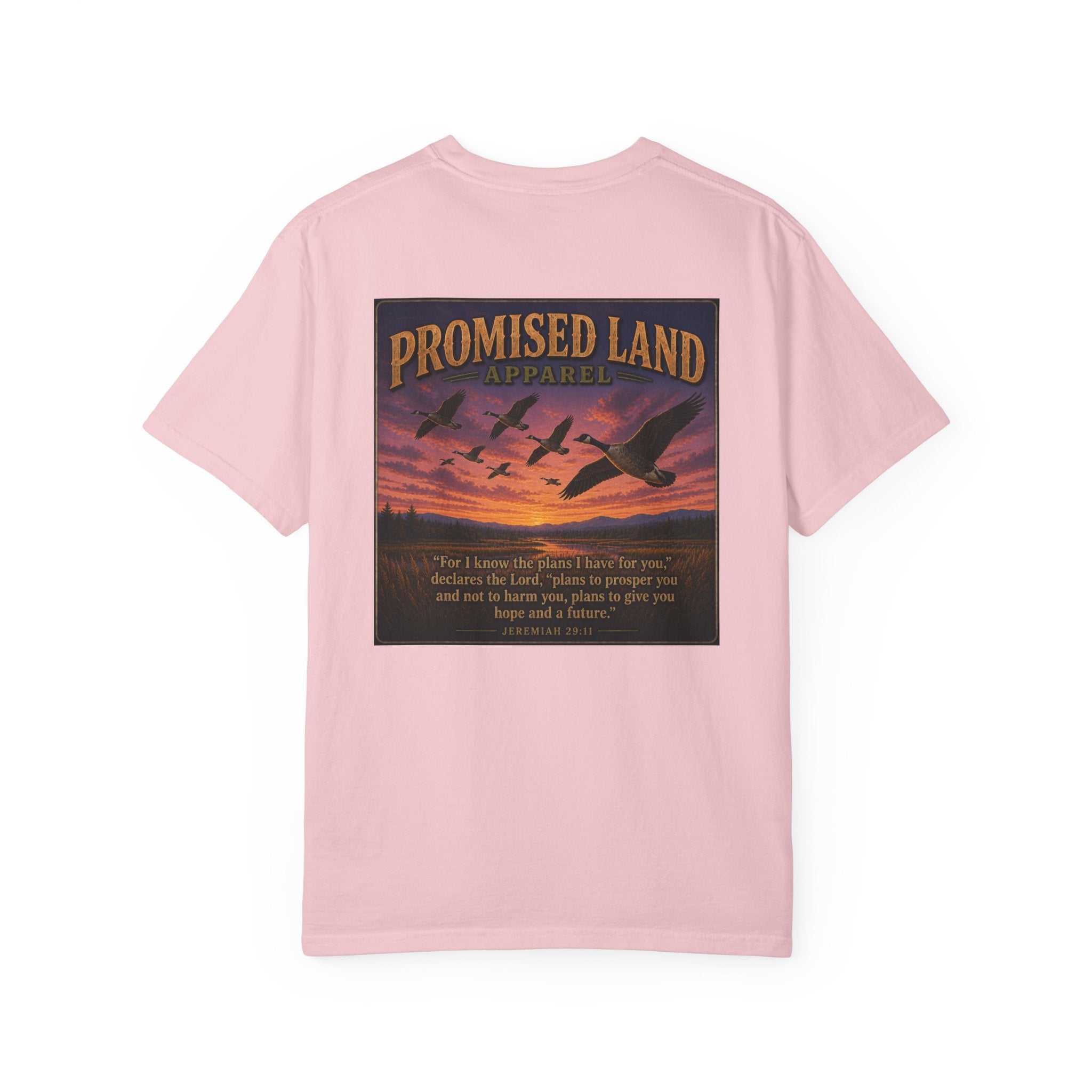 Promised Land Apparel T‑Shirt — Sunset Geese Graphic