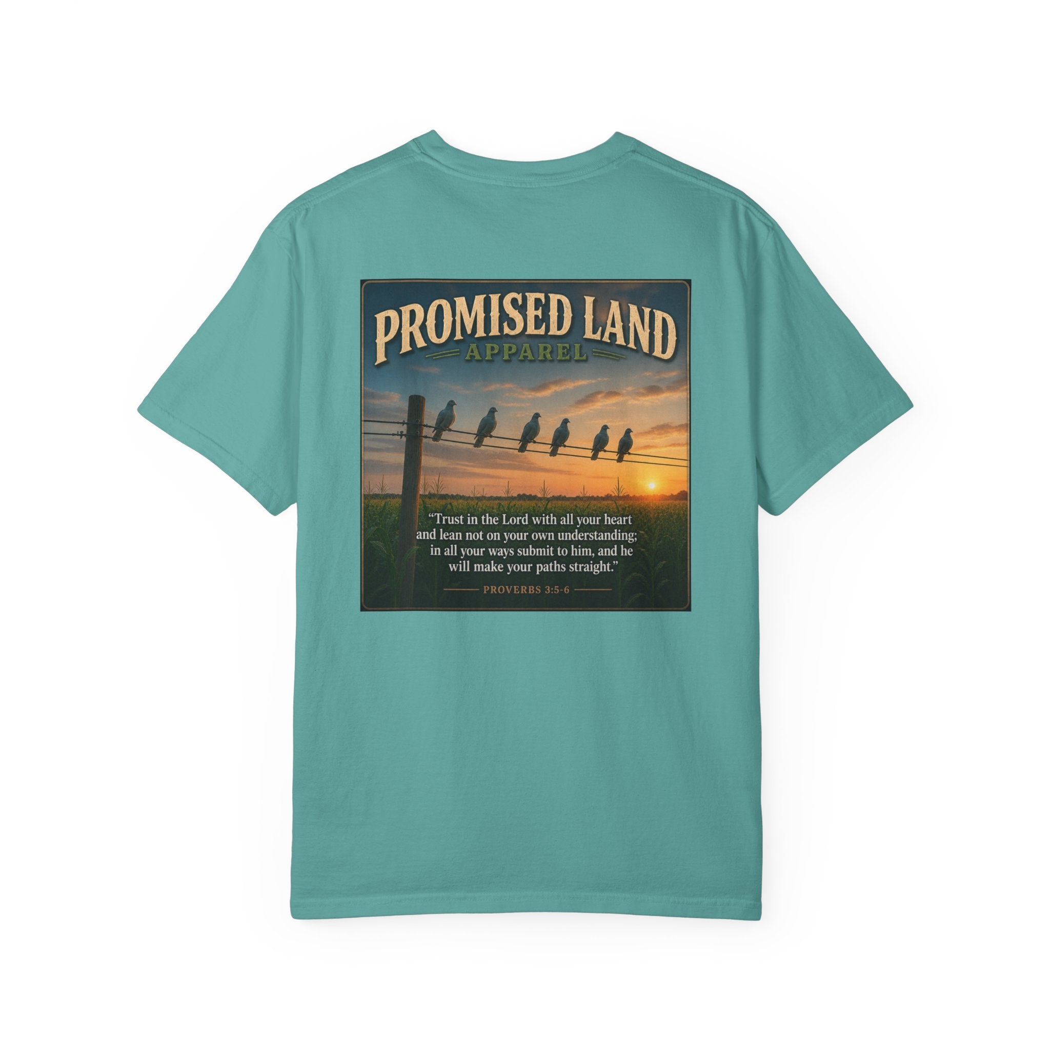 Promised Land T-Shirt — Faith-Inspired Sunset Graphic Tee (Proverbs 3:5)