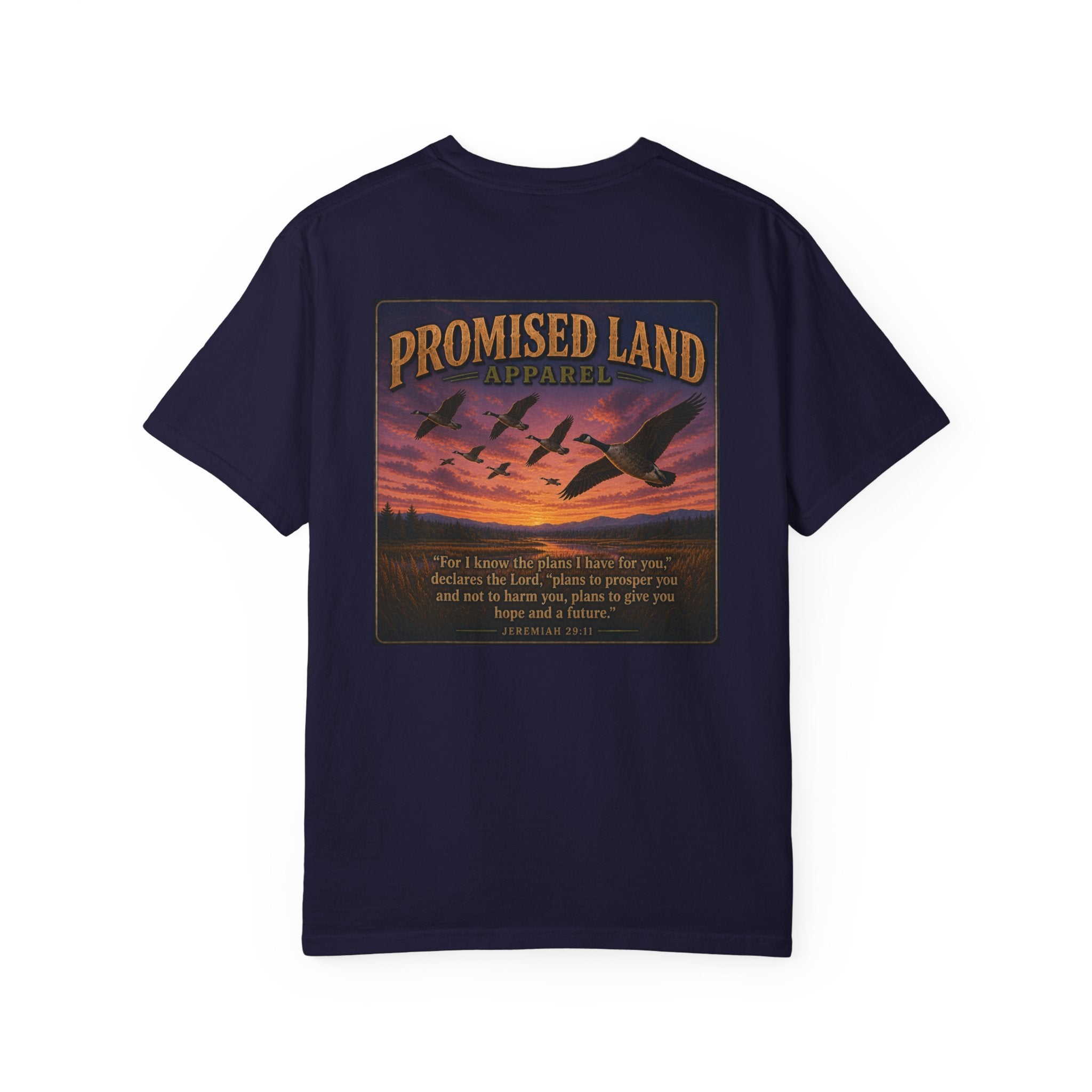 Promised Land Apparel T‑Shirt — Sunset Geese Graphic