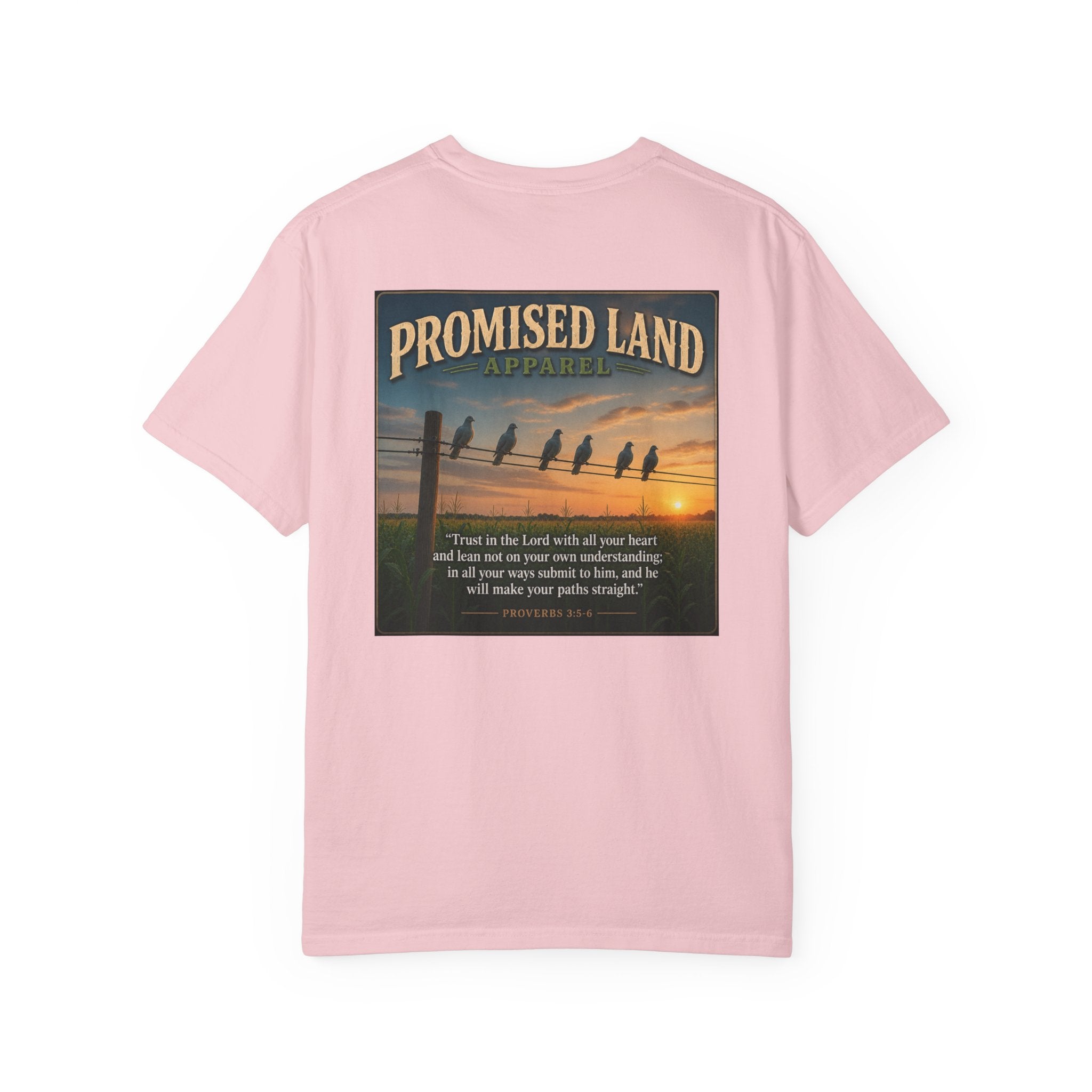 Promised Land T-Shirt — Faith-Inspired Sunset Graphic Tee (Proverbs 3:5)