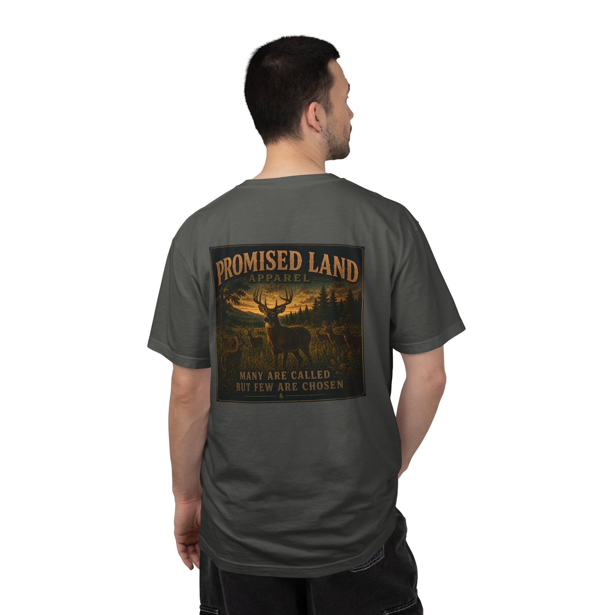 Promised Land T-Shirt — Rustic Wildlife Graphic Tee ("Many Are Called But Few Are Chosen")