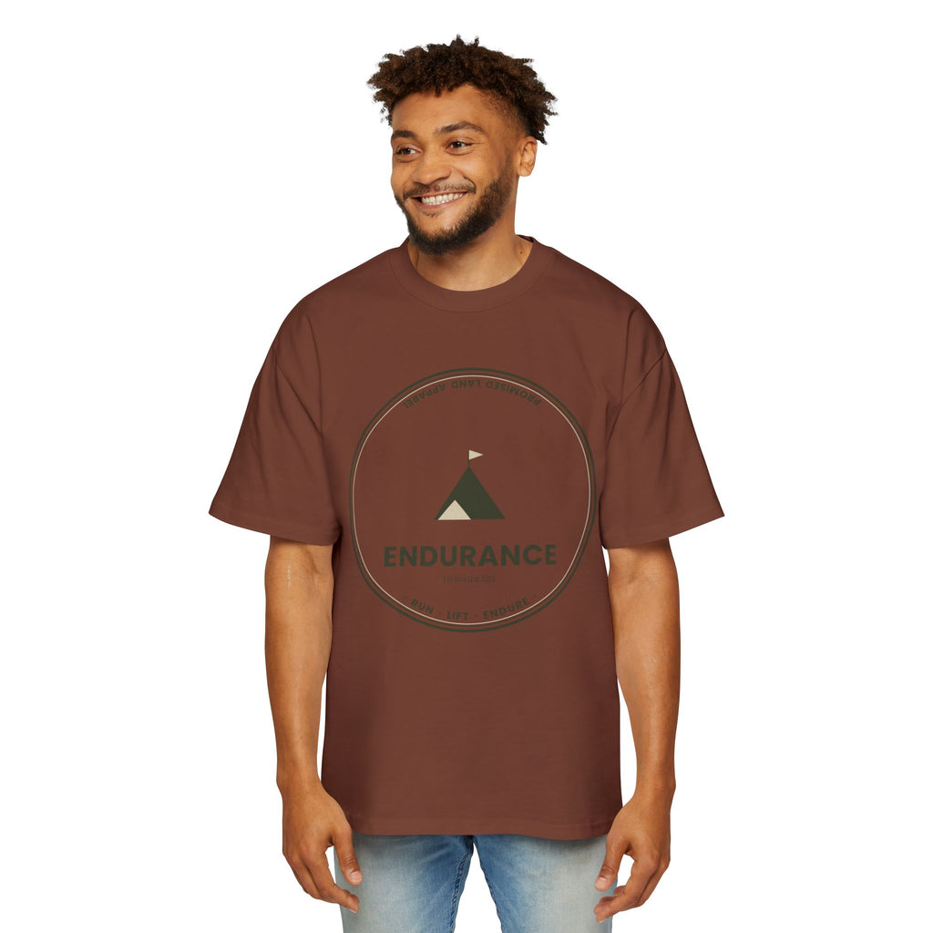 Endurance Mountain Graphic Tee — Men's Oversized Brown T‑Shirt
