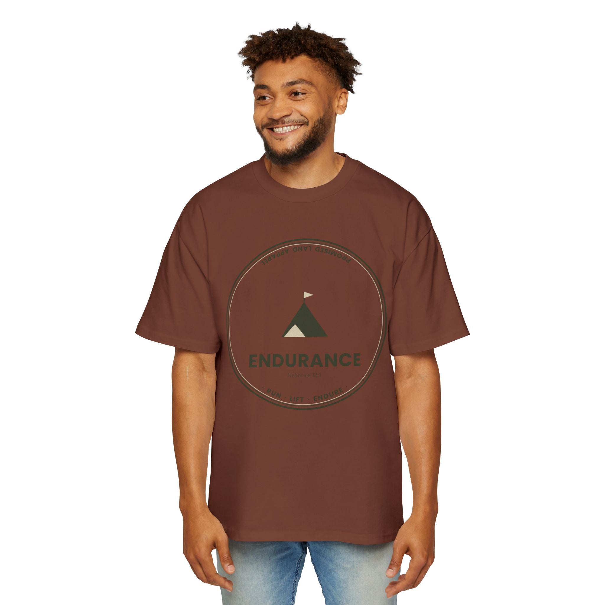 Endurance Mountain Graphic Tee — Men's Oversized Brown T‑Shirt